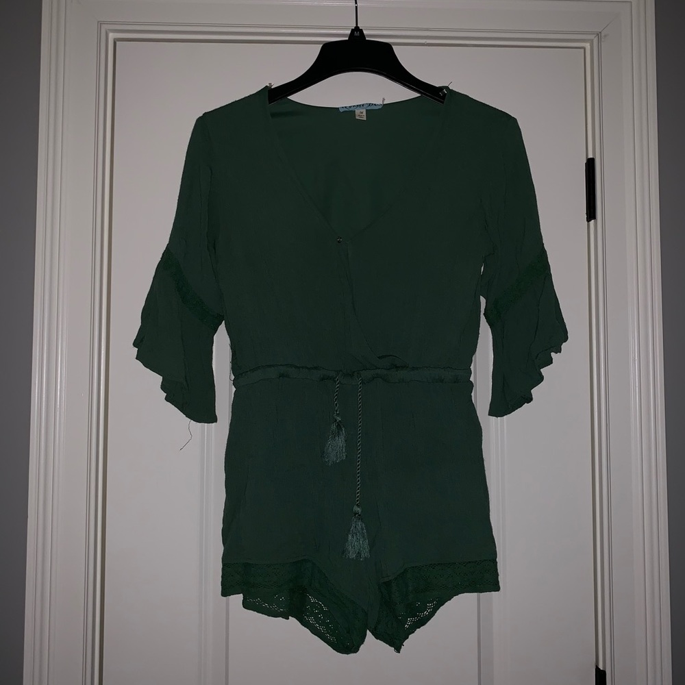 Kelley Green Romper with Tassel Belt